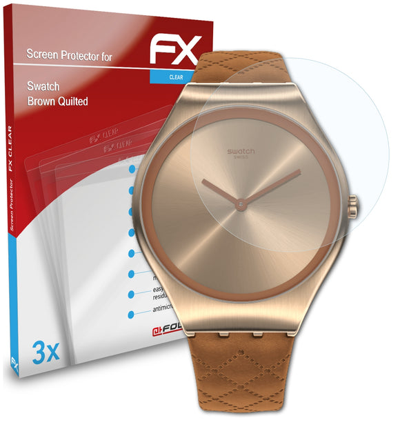 atFoliX FX-Clear Schutzfolie für Swatch Brown Quilted