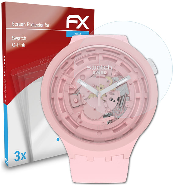 atFoliX FX-Clear Schutzfolie für Swatch C-Pink