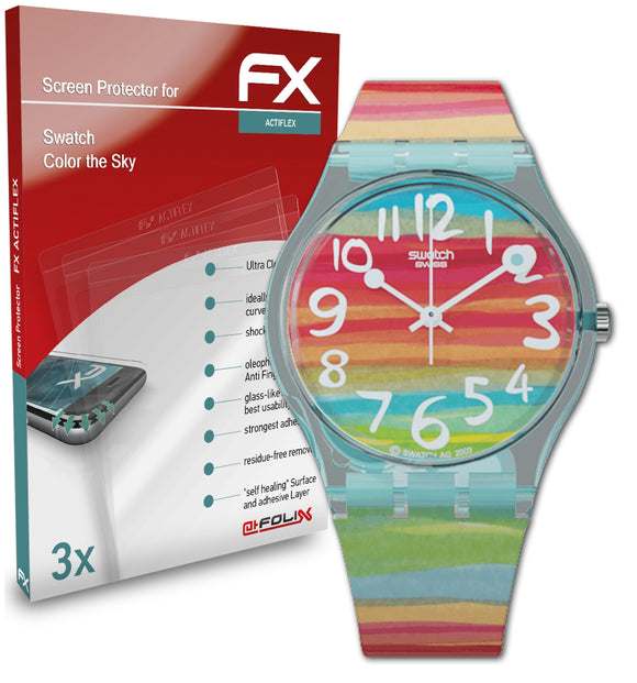 atFoliX FX-ActiFleX Displayschutzfolie für Swatch Color the Sky