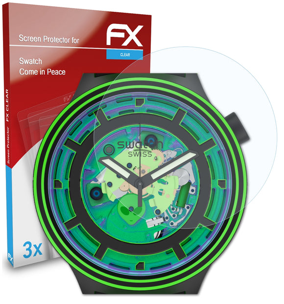 atFoliX FX-Clear Schutzfolie für Swatch Come in Peace