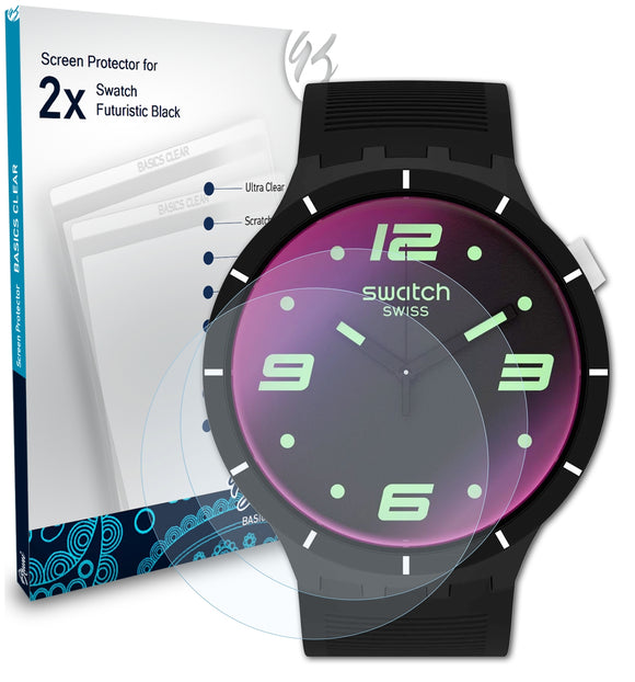 Bruni Basics-Clear Displayschutzfolie für Swatch Futuristic Black