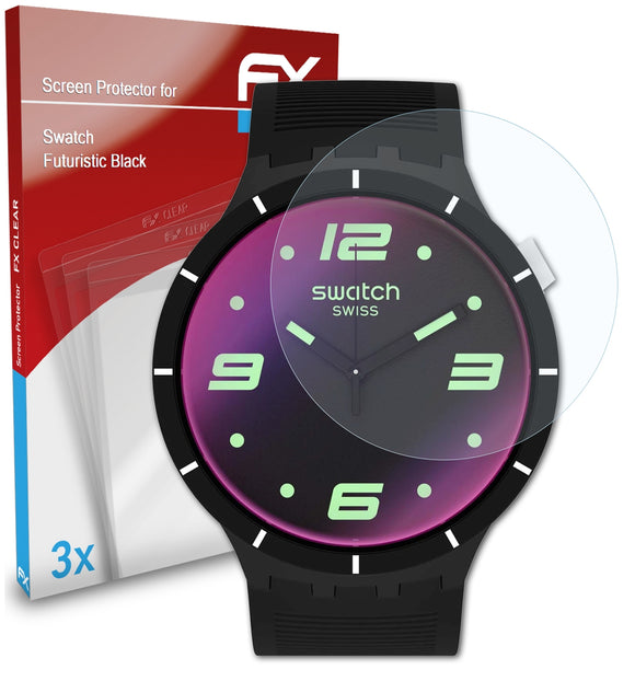 atFoliX FX-Clear Schutzfolie für Swatch Futuristic Black