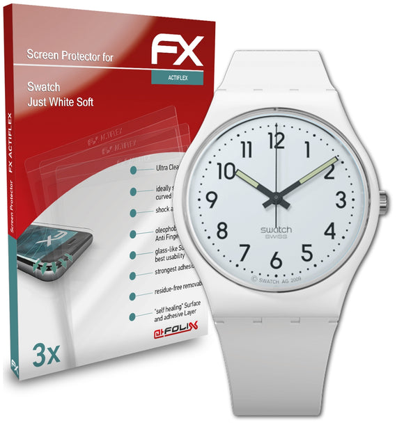 atFoliX FX-ActiFleX Displayschutzfolie für Swatch Just White Soft