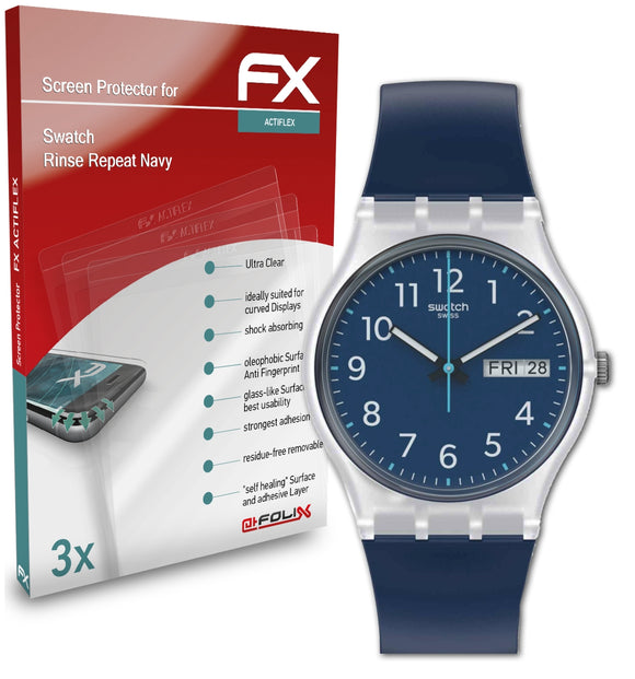 atFoliX FX-ActiFleX Displayschutzfolie für Swatch Rinse Repeat Navy