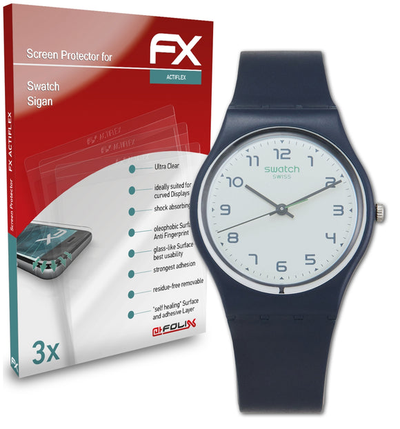 atFoliX FX-ActiFleX Displayschutzfolie für Swatch Sigan