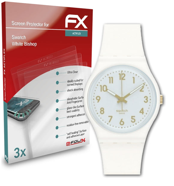 atFoliX FX-ActiFleX Displayschutzfolie für Swatch White Bishop