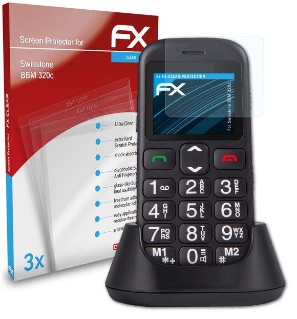 atFoliX FX-Clear Schutzfolie für Swisstone BBM 320c