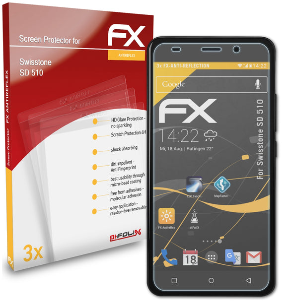atFoliX FX-Antireflex Displayschutzfolie für Swisstone SD 510