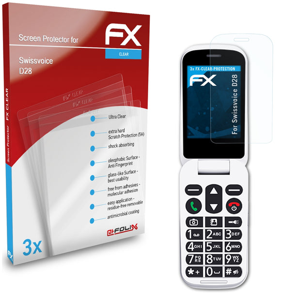 atFoliX FX-Clear Schutzfolie für Swissvoice D28