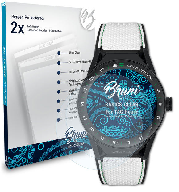Bruni Basics-Clear Displayschutzfolie für TAG Heuer Connected Modular 45 Golf Edition