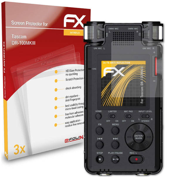 atFoliX FX-Antireflex Displayschutzfolie für Tascam DR-100MKIII