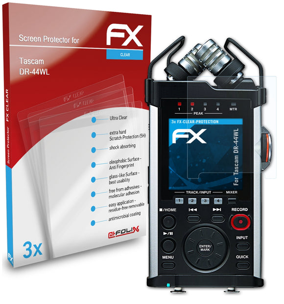 atFoliX FX-Clear Schutzfolie für Tascam DR-44WL