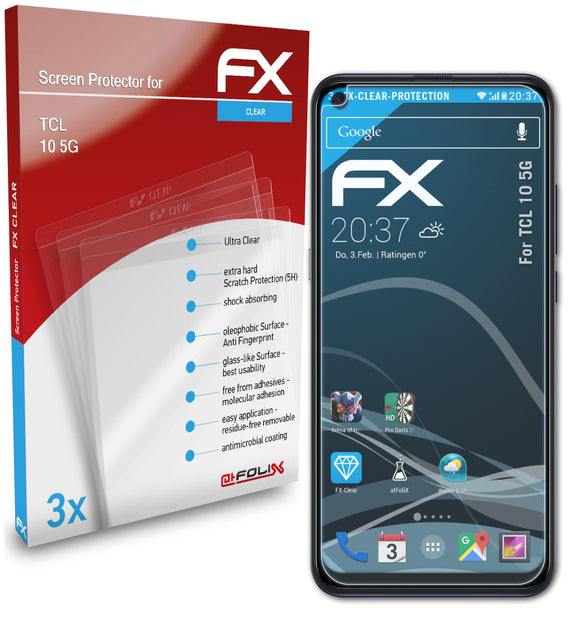 atFoliX FX-Clear Schutzfolie für TCL 10 5G