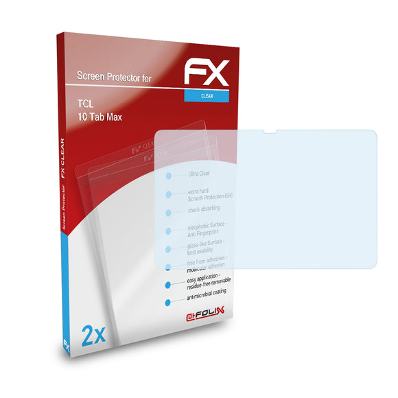 atFoliX FX-Clear Schutzfolie für TCL 10 Tab Max