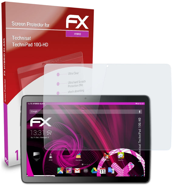 atFoliX FX-Hybrid-Glass Panzerglasfolie für Technisat TechniPad 10G-HD