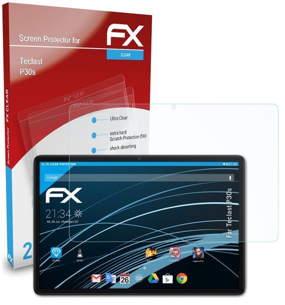 atFoliX FX-Clear Schutzfolie für Teclast P30s