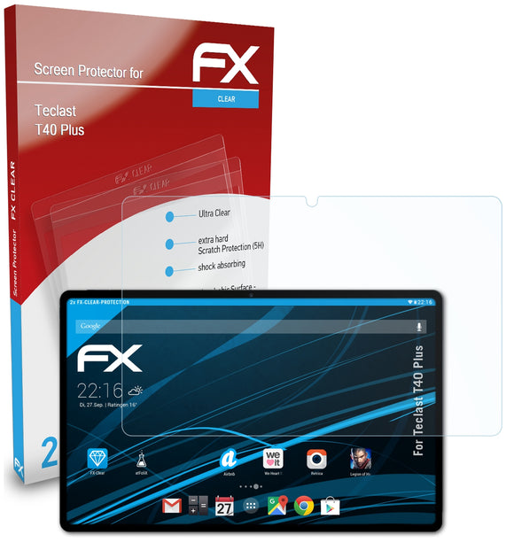 atFoliX FX-Clear Schutzfolie für Teclast T40 Plus