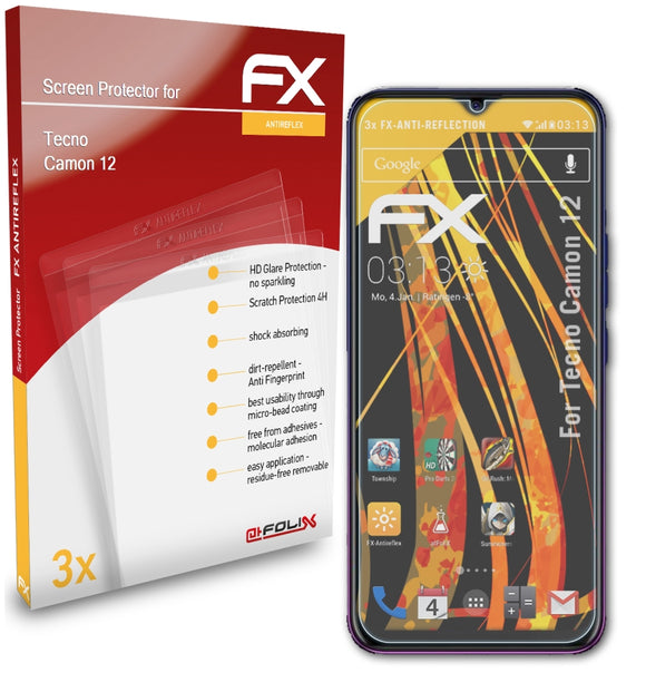 atFoliX FX-Antireflex Displayschutzfolie für Tecno Camon 12