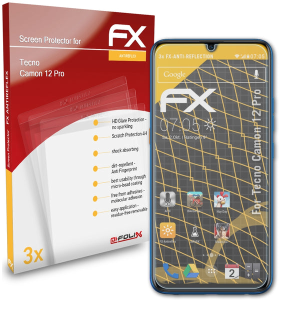 atFoliX FX-Antireflex Displayschutzfolie für Tecno Camon 12 Pro