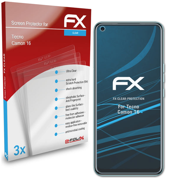atFoliX FX-Clear Schutzfolie für Tecno Camon 16