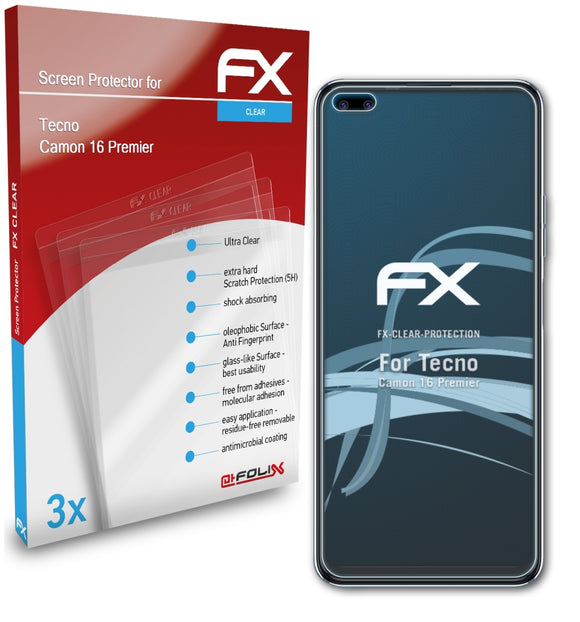atFoliX FX-Clear Schutzfolie für Tecno Camon 16 Premier