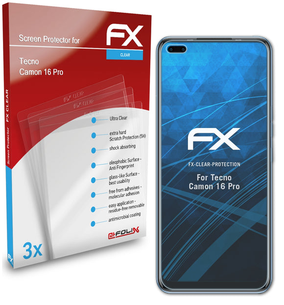 atFoliX FX-Clear Schutzfolie für Tecno Camon 16 Pro