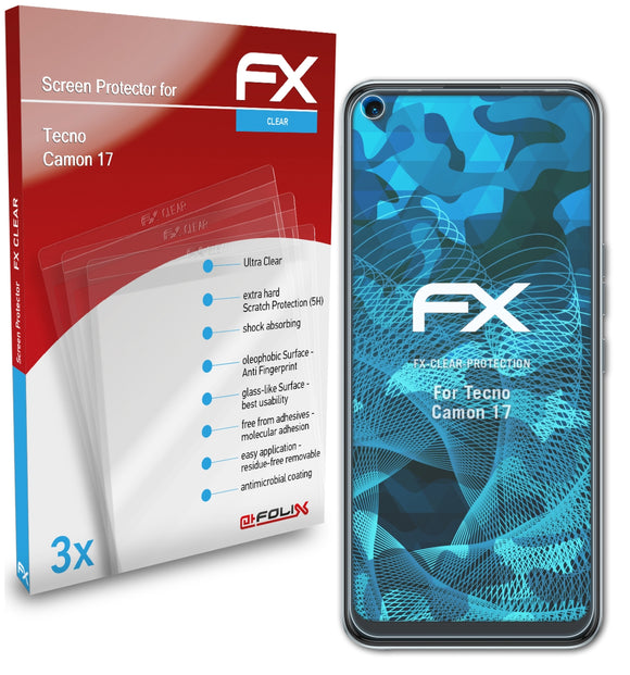 atFoliX FX-Clear Schutzfolie für Tecno Camon 17