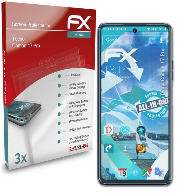 atFoliX FX-ActiFleX Displayschutzfolie für Tecno Camon 17 Pro