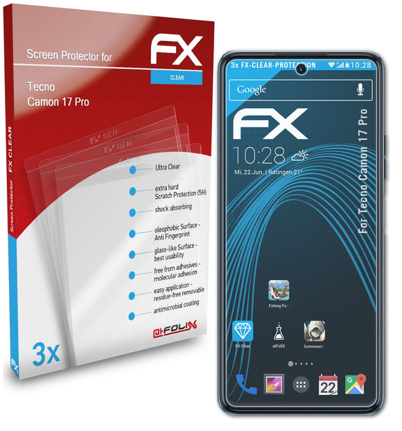 atFoliX FX-Clear Schutzfolie für Tecno Camon 17 Pro
