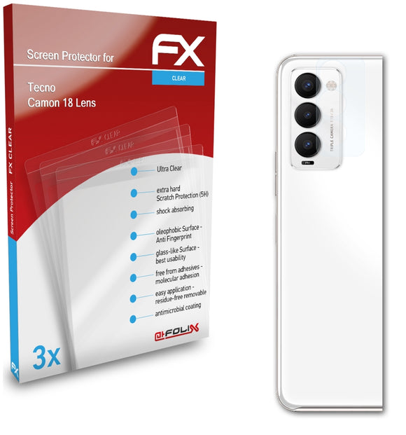 atFoliX FX-Clear Schutzfolie für Tecno Camon 18 Lens