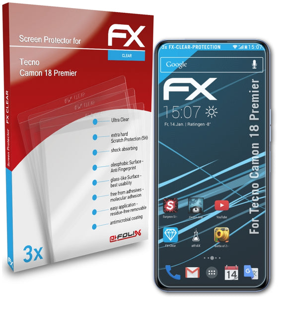 atFoliX FX-Clear Schutzfolie für Tecno Camon 18 Premier