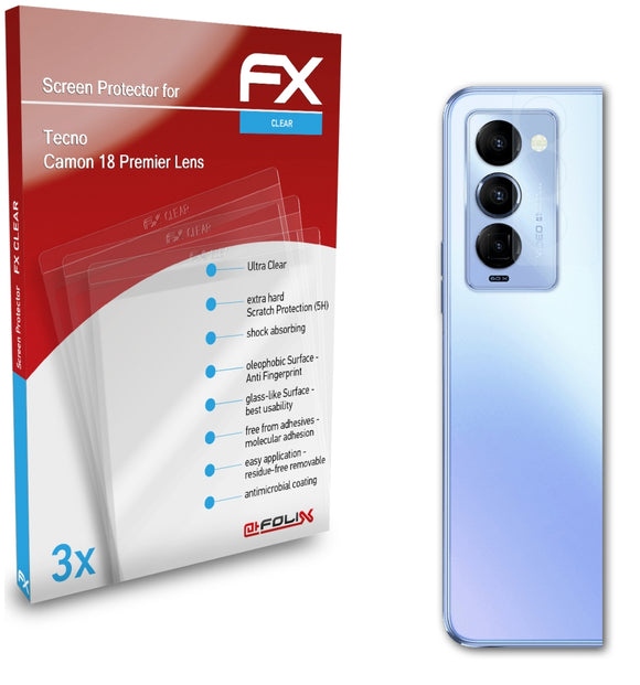 atFoliX FX-Clear Schutzfolie für Tecno Camon 18 Premier Lens