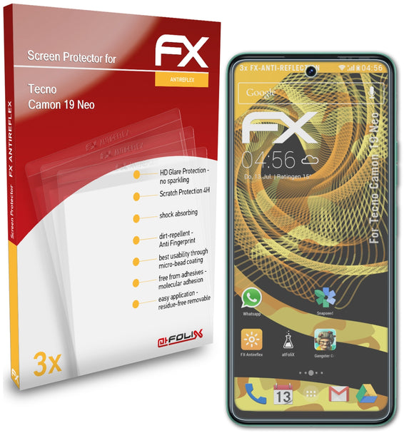 atFoliX FX-Antireflex Displayschutzfolie für Tecno Camon 19 Neo