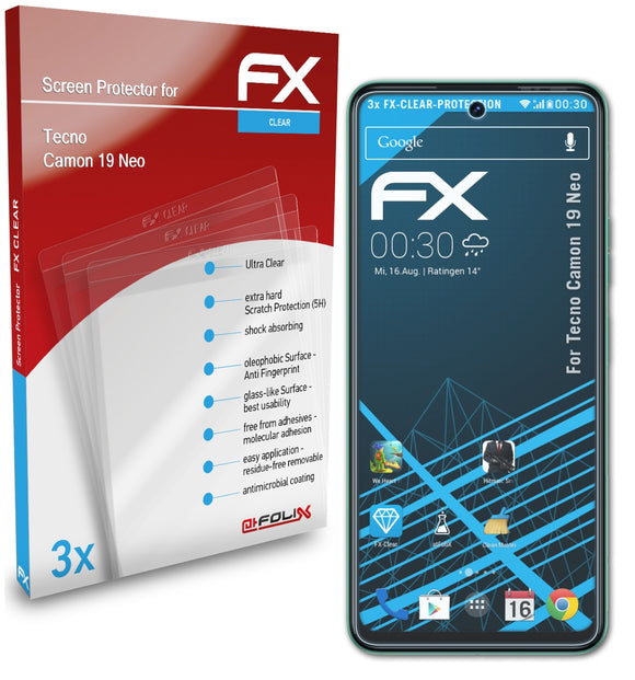 atFoliX FX-Clear Schutzfolie für Tecno Camon 19 Neo