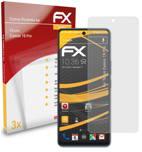 atFoliX FX-Antireflex Displayschutzfolie für Tecno Camon 19 Pro