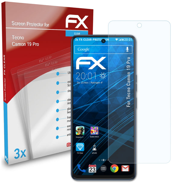 atFoliX FX-Clear Schutzfolie für Tecno Camon 19 Pro