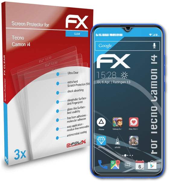 atFoliX FX-Clear Schutzfolie für Tecno Camon i4