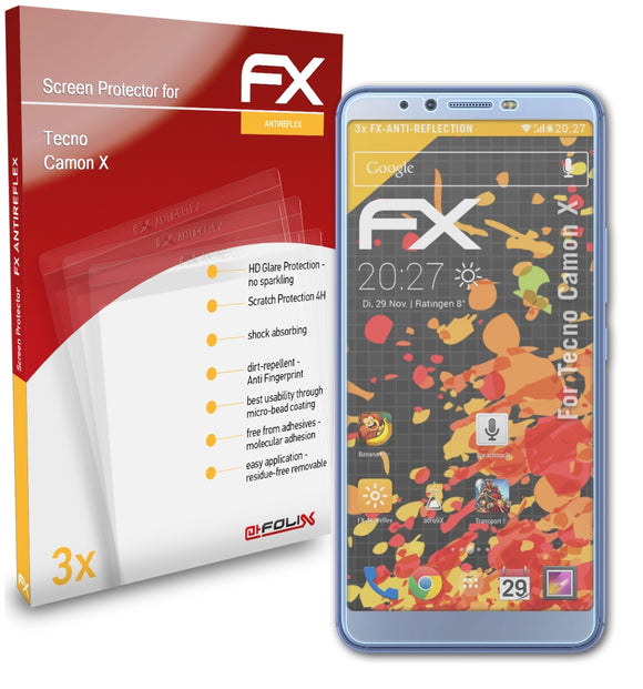 atFoliX FX-Antireflex Displayschutzfolie für Tecno Camon X