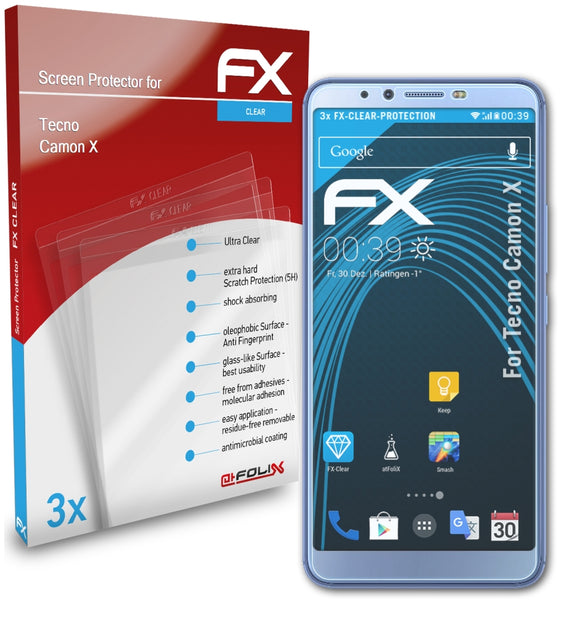 atFoliX FX-Clear Schutzfolie für Tecno Camon X