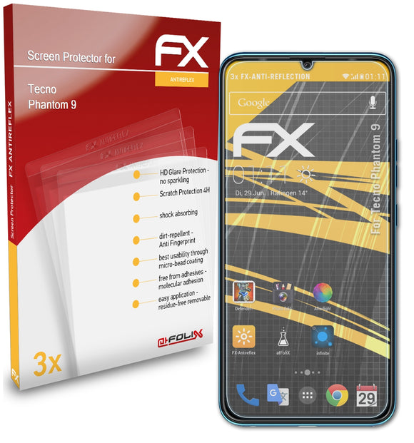 atFoliX FX-Antireflex Displayschutzfolie für Tecno Phantom 9