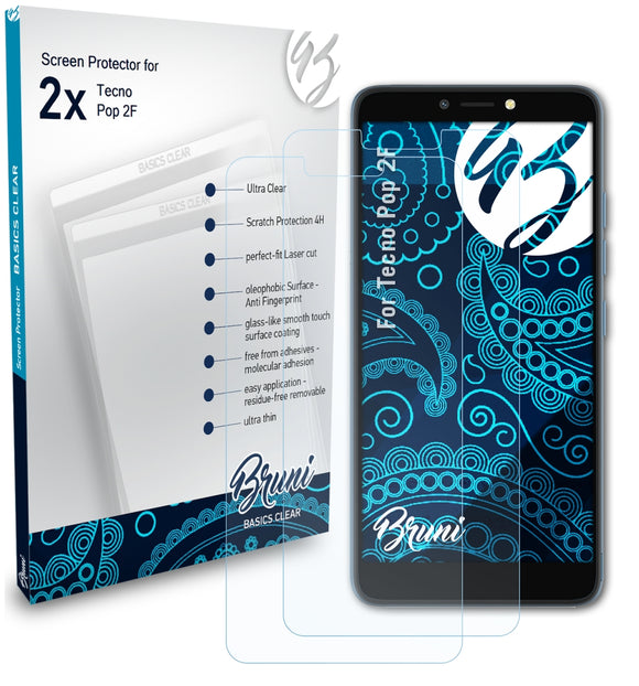 Bruni Basics-Clear Displayschutzfolie für Tecno Pop 2F