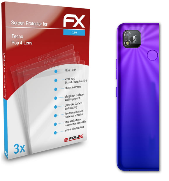 atFoliX FX-Clear Schutzfolie für Tecno Pop 4 Lens