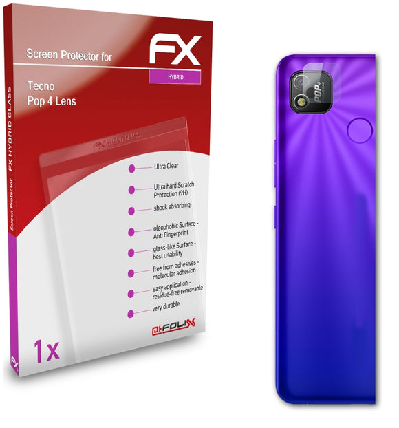 atFoliX FX-Hybrid-Glass Panzerglasfolie für Tecno Pop 4 Lens