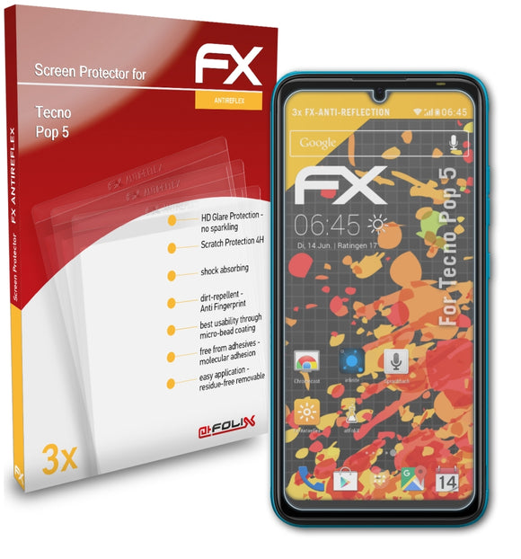 atFoliX FX-Antireflex Displayschutzfolie für Tecno Pop 5