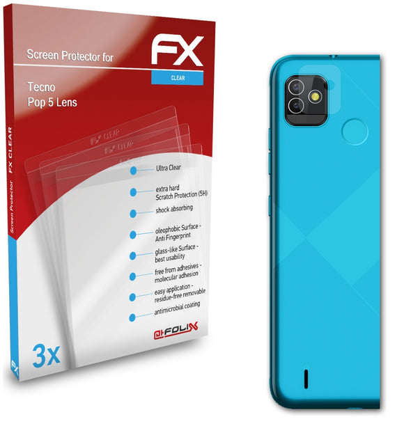 atFoliX FX-Clear Schutzfolie für Tecno Pop 5 Lens