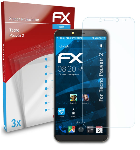 atFoliX FX-Clear Schutzfolie für Tecno Pouvoir 2