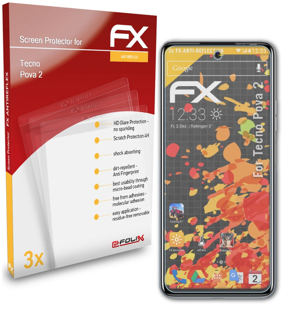 atFoliX FX-Antireflex Displayschutzfolie für Tecno Pova 2