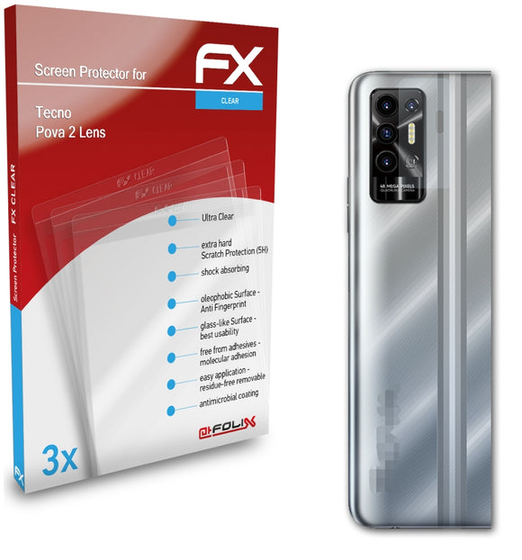 atFoliX FX-Clear Schutzfolie für Tecno Pova 2 Lens