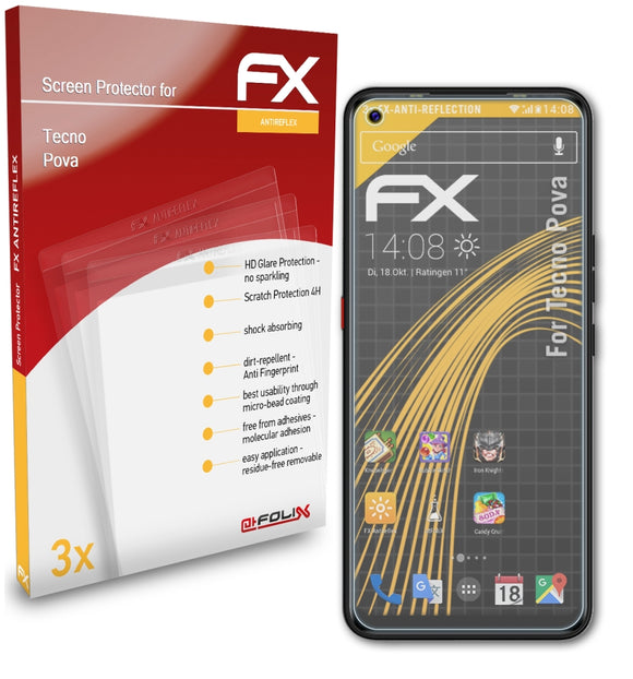 atFoliX FX-Antireflex Displayschutzfolie für Tecno Pova