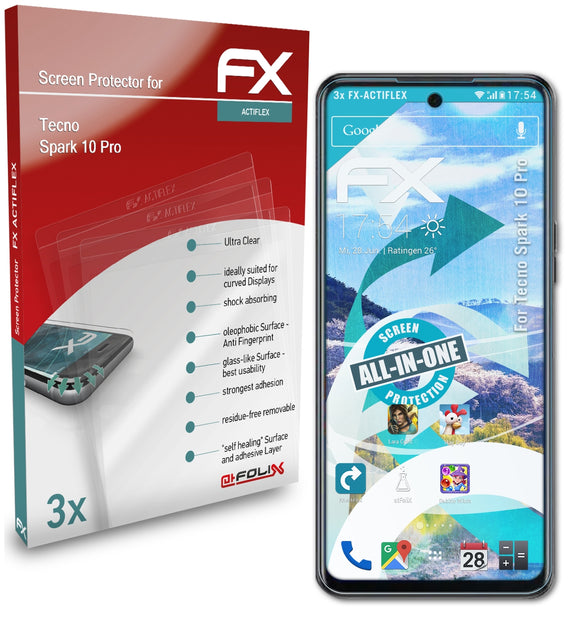 atFoliX FX-ActiFleX Displayschutzfolie für Tecno Spark 10 Pro